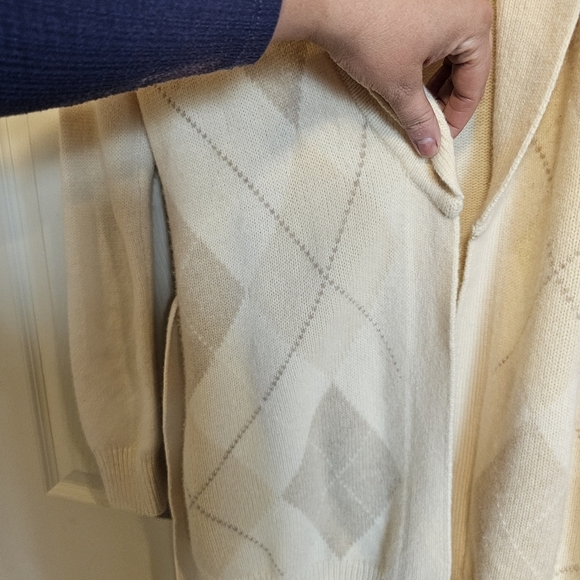 Brooks Brothers Lambswool Argyle Long Tie Sweater Shawl Collar Sweater Cardigan - Picture 7 of 7